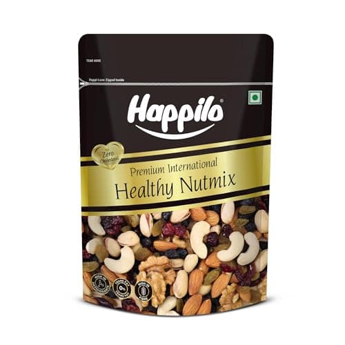Happilo Premium International Healthy Nutmix 350g | Almonds | Black Raisins| Cashewnuts | Cranberries | Green Raisins | Pistachio Kernels | Walnut Kernels healthy snacking | Dry Fruit | Trail Mix | Mi