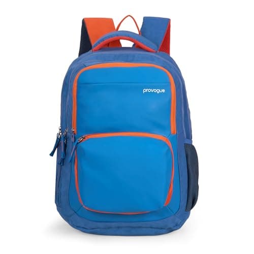 Provogue Pacer Smart laptop backpack with built-in rain cover, office backpack, travel bag, laptop bag for men and women with bottle holder and side pocket, with laptop sleeve, Denim Blue, 35 Ltr