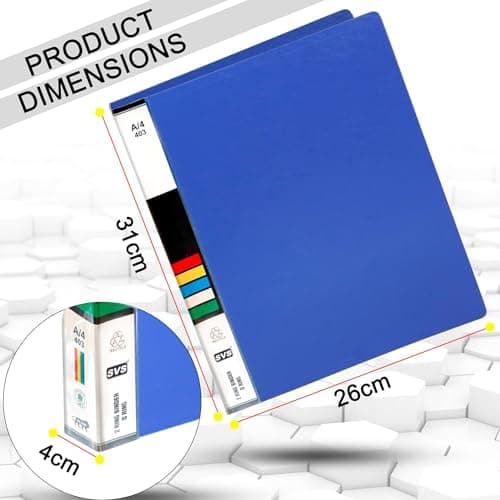 HATHIYANI Plastic File Folder 2D Ring Binder A4 Size Tough & Durable Ring Binder Box Board File(Heavy Plastic/and Color May Very)(Blue) (Pack of 4) 2