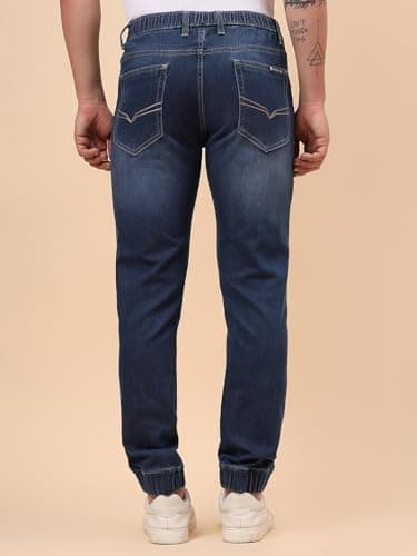 Cantabil Men Blue Denim Solid Full Length Regular Fit Jogger (MJOG00011_HILLIUM_36) 4