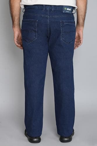 a saba Men’s Plus Size Classic Fit Straight Leg Denim Jeans | Dark Blue Wash | Durable Cotton Fabric | Comfortable 801802-01 (Size 34 Plus) 3