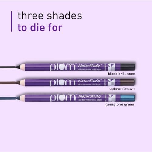 Plum Naturstudio All-Day-Wear Kajal | Water & Smudge-Proof | 24-Hour Long Stay | Intense Matte Black | Gel Finish | 2-In-1 Kajal & Eyeliner | Suitable for Sensitive Eyes & Contact Lenses | Includes Sh 4