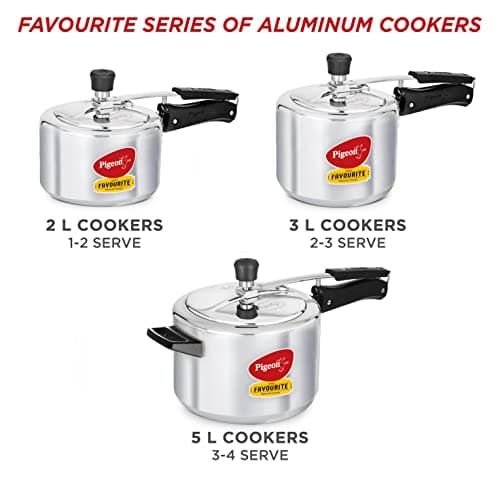 Pigeon by Stovekraft 5 Litre Favourite Aluminium Inner Lid Induction Base Pressure Cooker (Silver) BIS Certified 5