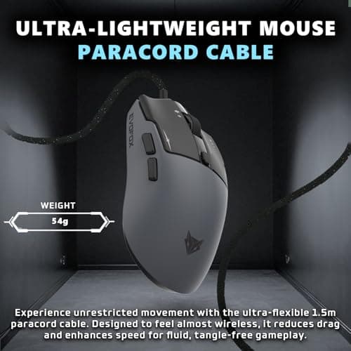 EvoFox Performance Series Ghost Air Ultra Lightweight(54g) Gaming Mouse | Pixart Sensor, Upto 1000Hz Polling Rate & 12400 DPI | Honeycomb RGB Lighting | Fully Programmable with Windows Software & On-b 3