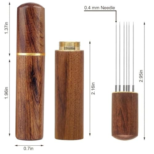 ABSTER Espresso Coffee Stirrer WDT Tool, 6 Needle Distribution Tool 304 Stainless Steel, Wooden Handle Coffee Needle Stirrer, Espresso Accessories for Coffee Machine, Barista Tools Home Brewing 2