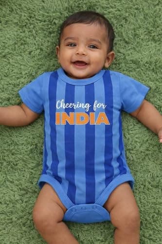 Zeezeezoo Indian Cricket Team Jersey Inspired Baby Boy, Girl Bodysuit Dress | Half-Sleeves 6-12 Months 2