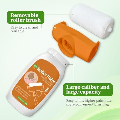 Multifunction Wall Repair Roller Paint 500g Crack Concealer Tool with Water-Based Latex DIY Renovation Roller Brush for Home Walls Ceiling Easy to Use Quick Fix Painting Solution 4