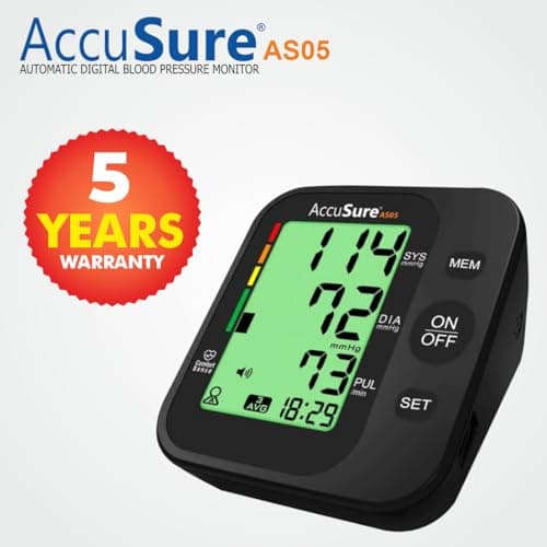 AccuSure AS05 Blood Pressure Monitor 3 Color Smart Display Technology & Adjustable Arm Cuff Fully Automatic Arm-Type Digital BP Monitor With Option For Micro Usb Port, Black 2
