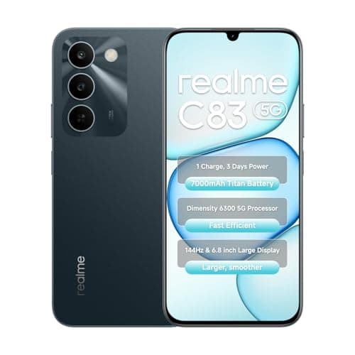 realme C83 Smartphone 6.8 Inch 144Hz Display 4GB RAM 64BG ROM 7000mAh Titan Battery Dimensity 6300 Processor Android 16, IP64 Waterproof Support AI Camera, Dual 5G SIM, GPS, WiFi Green