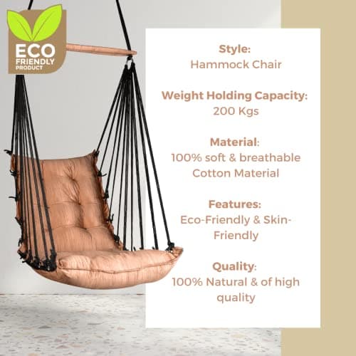 Curio Centre Cotton Swinging Hammock Hanging Swing Chair/Hammock Swing for Adults & Kids/Swing for Indoor Outdoor, Garden & Patio/Durable Portable Jhula/Swing for Home - Copper 2