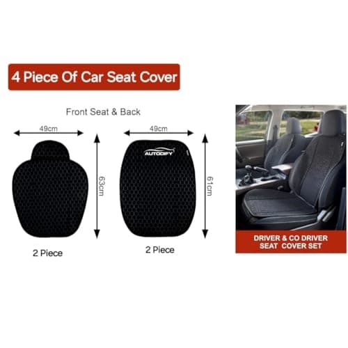 AUTODIFY Car Seat Cover Protector Set Non-Slip Black Seat Mat with Backrest & Cushion Support Also compitable for Ventilated seat Fits Most Cars, 4 Piece Set for Driver & Co-Passenger Seats 2