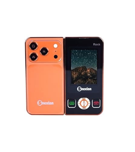 Snexian All-New Rock FOLD MINI Dual Display |Keypad Mobile| with 2.8" and 2.4" Big Display |Flip|Fold|BT Dialer| Voice Changer |Auto Call Recording|Big Battery| FM |Camera| Feature Phone | Orange