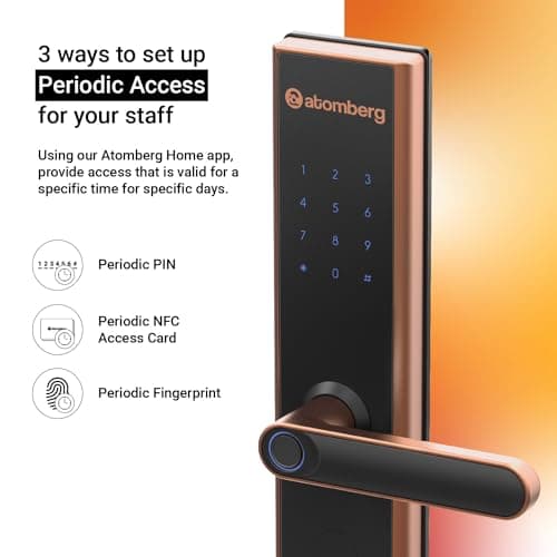 atomberg SL 1 Smart Door Lock | 6 Ways Unlocking | Fingerprint | PIN | OTP | NFC Card | Atomberg Home App (Data Stored in India)| Key | Free Installation | 2 Year Warranty by Atomberg (Rose Gold) 5