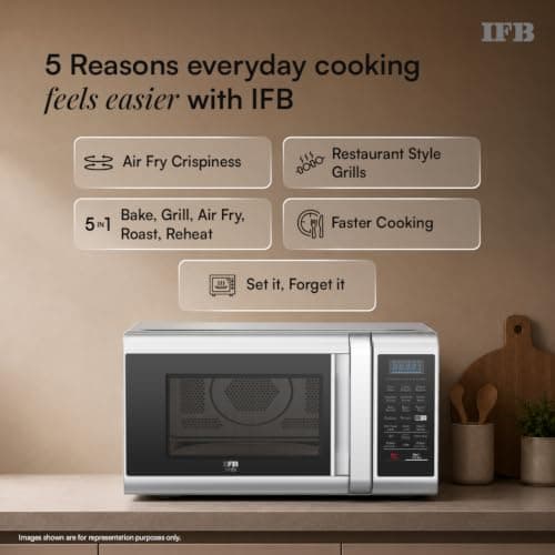 IFB 28 L Convection Microwave with Air Fry, Grill & Multi-Stage Cooking, Fermentation, Homemade Paneer/Ghee Modes, 300 Auto Cook Menus (28SC5, Silver, Weight Defrost, Steam Clean, 10 Power Levels) 3