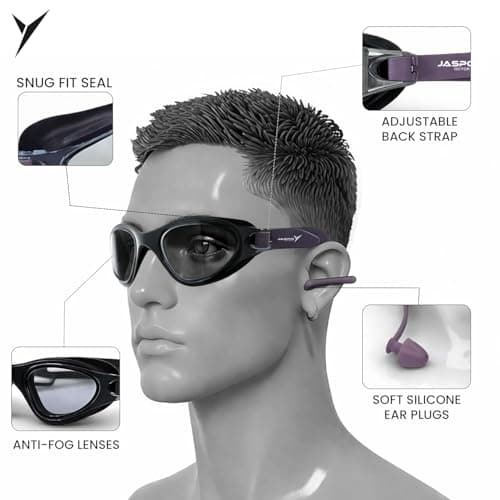 Jaspo Swimming Kit | Unisex Stretchable, Anti-Slip Swimming Cap & Swimming Goggles with Anti-Fog Lenses & Adjustable Strap | UV Protection | Comfortable Fit 4