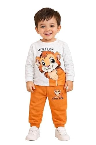 NEW BEGINNING Kids Clothes for Boys | Cotton Printed Full Sleeves Sweatshirt & Shorts Kids Dress Boy | Summer Wear Stylish Casual Baby Boy Dress 1-5 Year (White Orange, 3-4 year)
