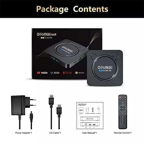 AUSHA® G96 MAX 4K Box with Amlogic S905W2 Processor, 4GB Ram 32GB ROM, Android 11, Dual WiFi (2.4g+5g), Rotation Enabled, Bluetooth & Voice Support 5