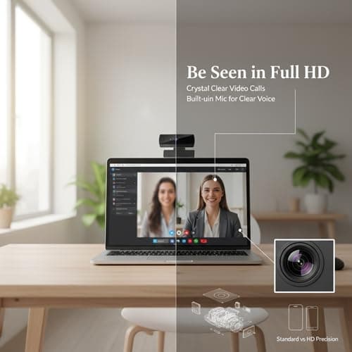 Drumstone1080P USB Webcam with Built-in Microphone, Plug-and-Play Camera for Video Calls, Online Classes, Meetings and Desktop Computers 2