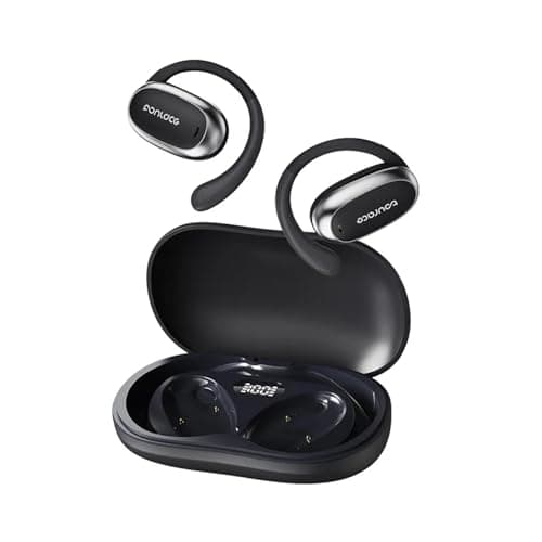 TOURACE True Wireless Stereo Bluetooth 5.4 Earbuds | Open-Ear Design | ENC Noise Reduction | LED Power Display | 40H Long Battery | Type-C Fast Charging [S718, Black ]