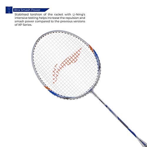 Li-Ning XP-80-IV Strung Aluminum Badminton Racket With Free Head Cover(Grey/Green,Set of 1) 3