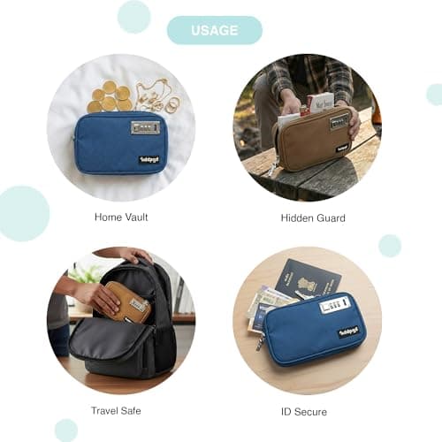 oddpod™ SecurePod Combination Lock Storage Pouch for Valuables | Compact Lockable Organizer for Cash, Passport, Jewelry & Personal Essentials for Home, Travel, Office & Everyday Use - Blue 5