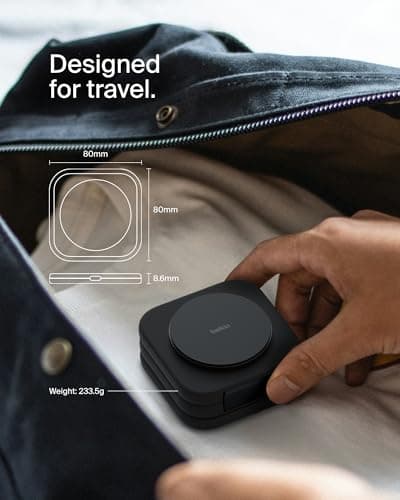 Belkin Magsafe Charger Compatible 3-in-1 Magnetic Charging Travel Pad 15W-Boostcharge Pro Foldable Qi2-Certified Wireless Charger, for iPhone 16 Series,Apple Watch,Airpods,Black 5