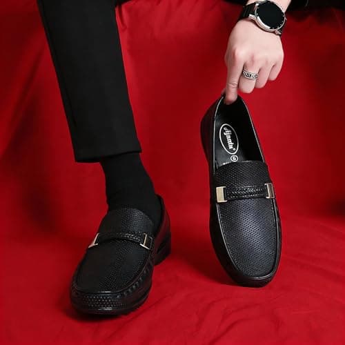 AJANTA Men's Slip-on PVC Loafer | Water Proof & Rain Shoes | Anti Skid Outsole for Firm Grip | Lightweight & Comfortable Formal Moccasins for Office & Party Black 3