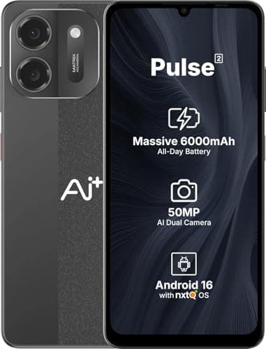 AI+ Pulse 2, 6.745 inch HD+ Display, 4GB RAM, 64GB Storage, 50MP Rear Camera, 6000mAh Battery, Android 16, Black