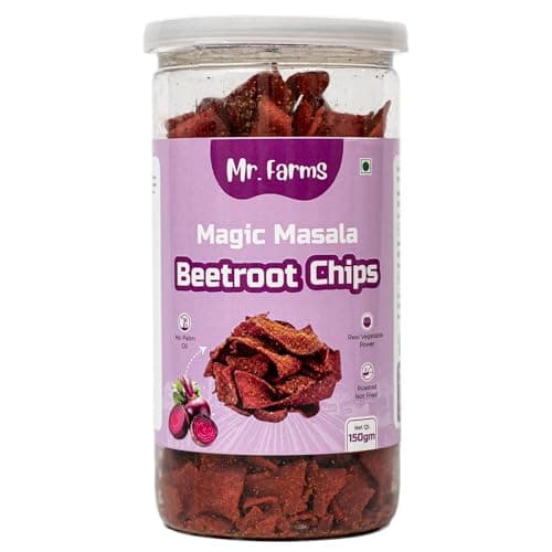 Mr. Farms Magic Masala Beetroot Chips 150g (Pack of 2) | Healthy Vegetable Snack | Roasted, Not Fried | No Palm Oil | Crunchy Spicy Beetroot Chips with Indian Masala Flavour 3