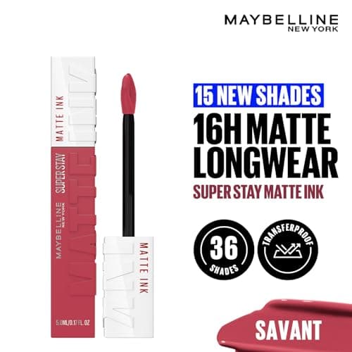 Maybelline New York Liquid Matte Lipstick, Long Lasting, 16hr Wear, Superstay Matte Ink, 150 Savant, 5ml 2
