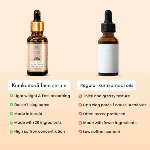 Original Kumkumadi Face Serum – Ayurvedic Night Serum with Saffron, Manjistha & Sandalwood for Glowing, Bright & Even-Toned Skin – Natural & No- Chemical (30 ML) 5