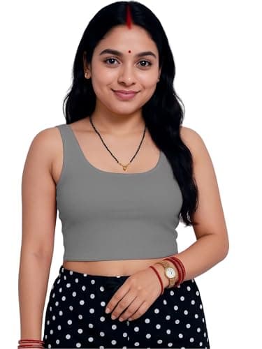 SoHot Women’s Stylish Ribbed Sleeveless Lycra Stretchable Readymade Crop Tank Top Cami Blouse for Girls 2SS7 1044 2XL Steel Grey