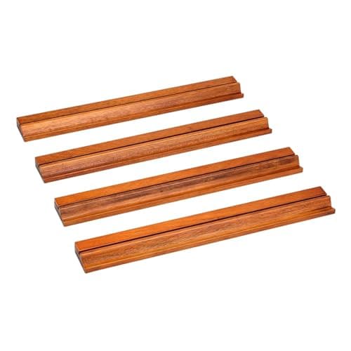 UJEAVETTE 4X Wooden Mahjong Rack Sturdy Mahjong Holder for Holiday Holiday Game Nights Dark Brown 3