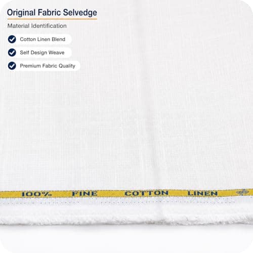 REELENT Unstitched Fabric for Men | Fine Cotton Linen Fabric | White Self Design Shirt-Trouser Cloth Material | Premium Shirting Fabric | 3 Meter | 58 Inch Width | Style 70L 3
