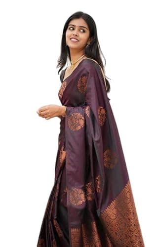 Yashika Women's Banarasi Cotton Silk Jacquard Saree (MUDRA Purple 2