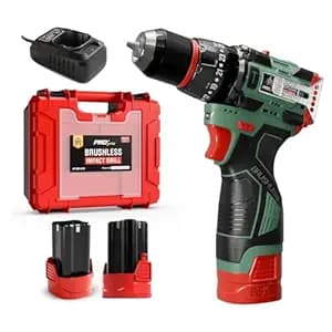 JPT New Pro Series Brushless 18-volt Cordless Impact Drill Machine with 70N.m Torque | 2150 RPM Speed | 25+3 Gears | 2 Speed Modes | 3/8" Metal Chuck | One Year Warranty, Green