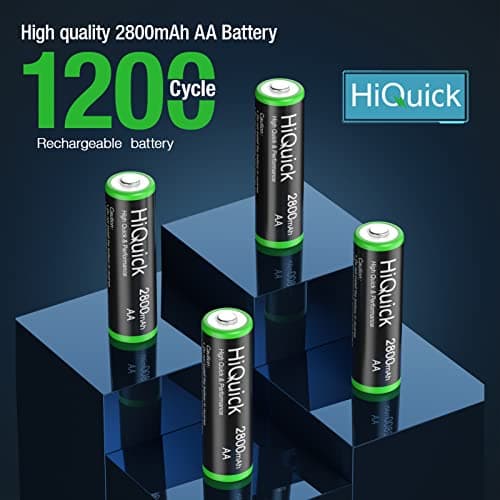 HiQuick Rechargeable Batteries, Pack of 8, AA Rechargeable NiMH Batteries, 8 Pack of 1.2V, AA Batteries, Approximately 1200 Times, Ideal for Children's Plarails, Environmental Protection 2