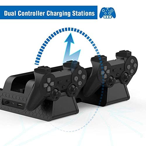 New WorldPlaystation 4 PS4 PS4SLIM PS4 PRO MultiFunction Console Vertical stand with cooling fan and charging dock and disc stand( Stand Only Console ,controller not included) 4