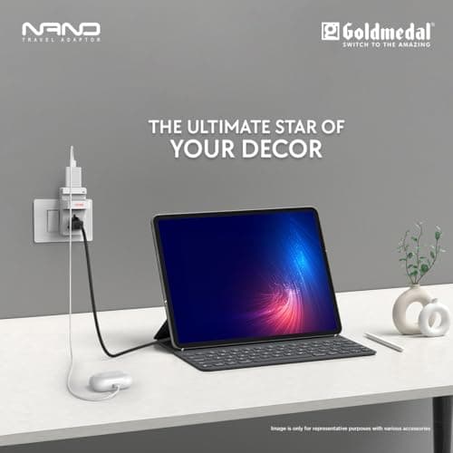 Goldmedal Nano 3 Pin Plug Travel Adaptor with Mobile Stand | LED Indicator | Multiplug for Home & Office | Supports 2-Pin & 3-Pin Plugs (Pack of 1) - White 4