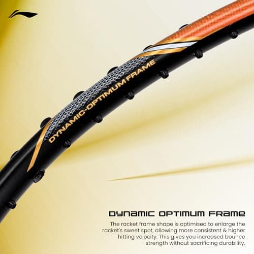Li-Ning G-Force 5900 Superlite Strung Badminton Racquet with Free Head Cover| 79 Grams (Black/Gold) 2