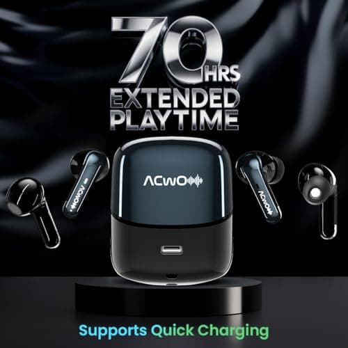 ACwO Dwots Fire ANC|India's First 4 in Ear Buds in 1 Case with ANC|70Hrs Battery|ANC&Transparency Mode|Bass&Theatre Modes|4 Mics Ai-Enc for Clear Calls|3D Spatial Audio, Wireless (Eclipse Black) 2