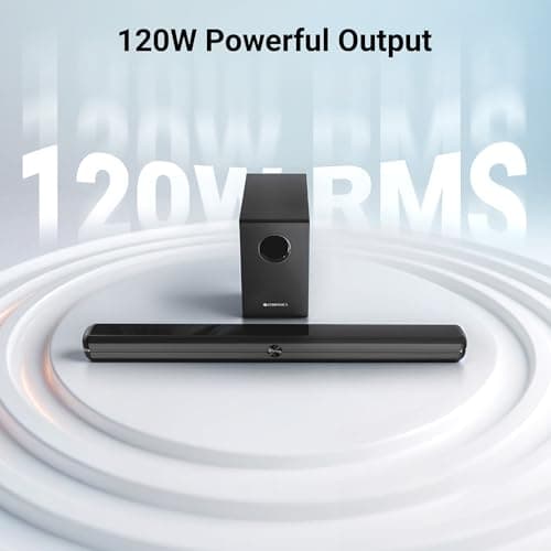 ZEBRONICS 120 Watts Soundbar, Home Theatre, Dual Racetrack Drivers Soundbar, 13.33cm Subwoofer, HDMI ARC, Bluetooth v5.1, USB, Glossy Finish, Wall Mountable, 2.1 Ch (Juke BAR 3910) 2