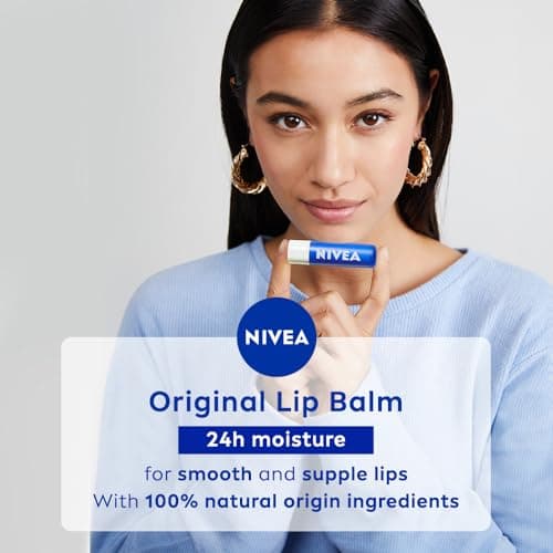 NIVEA Original Care 4.8g Lip Balm|24 H Melt in Moisture Formula|Natural Oils|Nourished Lips,4.8 g (Pack of 1) 4