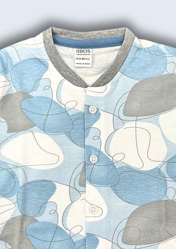 3BROS Kids Cotton Printed Night Suit with Full Sleeves Top and Pajama Set for Baby Boys & Girls Sleepwear & Home Wear (12–18 Months, White) Pack of 1 4