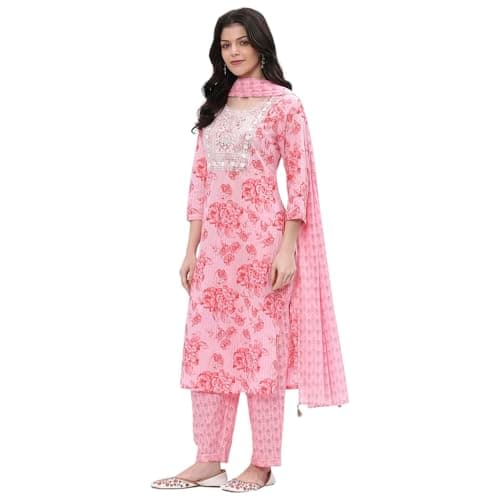 Rangriti Women Pink Cotton Straight Kurta Set_38 2