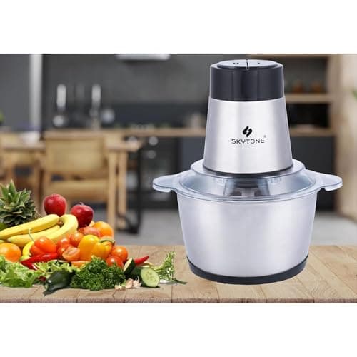 SKYTONE Electric Chopper, Meat Chopper With Stainless Steel Bowl Heavy 700W Motor - 2 Speed Modes For Kitchen Food Processor, Meat, Vegetables, Onion, Mince (3L) 2