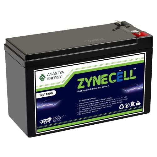 ZyneCell® - 12V 12Ah Rechargeable Lithium Ion Battery with BMS for Agriculture spray pump, Inverter, CCTV Camera, Solar light,Toys, Indurstial, Marine and RV Applications etc.