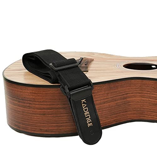 Kadence STPBK Adjustable Guitar Strap | Nylon Webbing with Synthetic Leather Ends | Non-Padded, Reinforced Double Stitching | Standard Strap Button Fit | Black 2