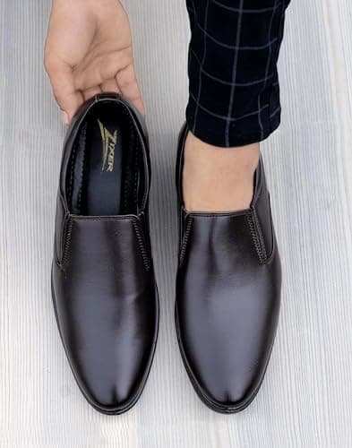 Zixer F6012 Office Wear Soft Derby Formal Shoes for Men || Boys Semi Formal Wedding Party Boots for Men Brown 2