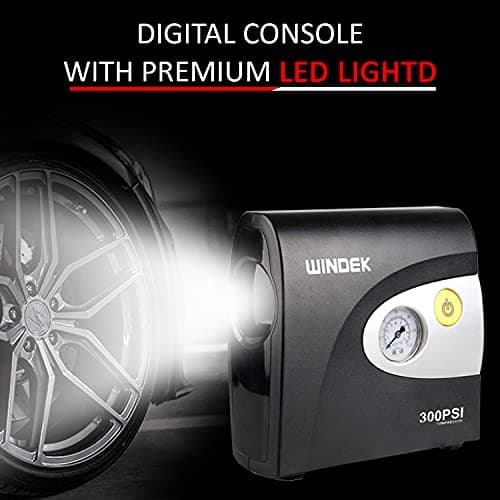 Windek 1903 Compact Tyre Inflator Air Pump 300 PSI with Powerful 5